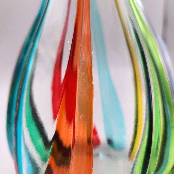 CC Zecchin Venezia Art Glass Rainbow Decanter Cobalt Stopper Italy Signed 12" - Picture 8 of 14